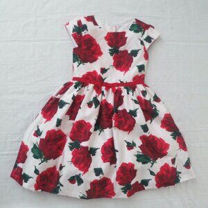 Girls Gymboree White Red Roses Sleeveless A-line Dress Size 10